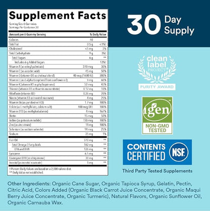 SmartyPants Multivitamin for Men, Gummies: Omega 3 Fish Oil (EPA/DHA), Methylfolate, CoQ10, Vitamin D3, C, Vitamin B12, B6, Vitamin A, K & Zinc for Immune Support, 180 Gummies (30 Day Supply)