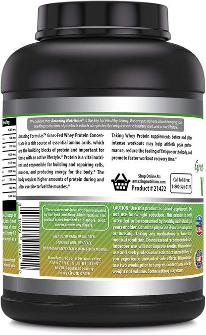 Amazing Formulas Grass-Fed Whey Protein Supplement | 5 Lbs | Unflavored | 25 G Protein Per Serving | Non-GMO | Gluten-Free | Made in USA