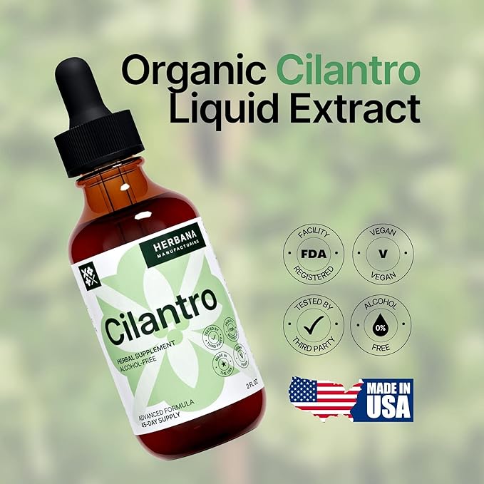 Cilantro Leaf 2 fl oz Liquid Extract - Organic Coriandrum Sativum Drops for Body Cleansing & Detox - Natural Calming Herbal Tincture Supplement for Nervous System - High Potency - 45-Day Supply