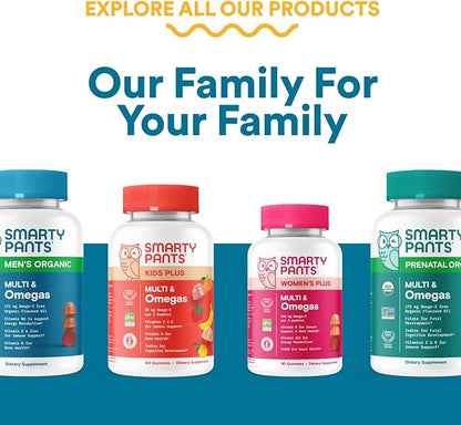 SmartyPants Multivitamin for Men, Organic Gummies: Probiotics, CoQ10, Methylfolate, Omega 3 (ALA), Vitamin D3, C, Vitamin B12, B6, Vitamin A, K & Zinc for Immune Support, 120 Gummies (30 Day Supply)