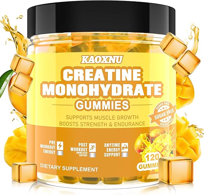 Creatine Monohydrate Gummies 5600mg for Men & Women, 120 CT Chewable Creatine Gummies for Muscle Support, Energy Boost, 5.6g of Creatine Monohydrate per Serving - Sugar Free, Vegan (Mango Flavor)