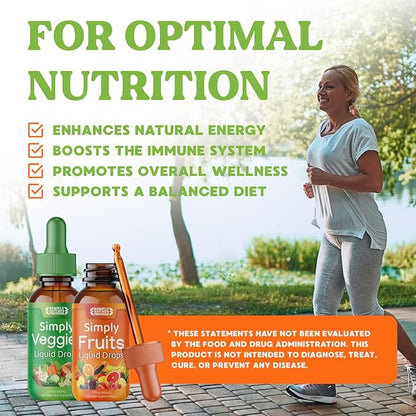 Simply Nature's Promise - Fruit and Vegetable Supplements - Liquid Drops - Made with Whole Food Superfoods, Packed Vitamins & Minerals - Soy Free - Made in The USA