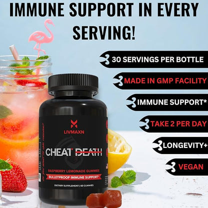 Cheat Death, 20-in-1 Multivitamin for Men & Women | L-Methylfolate + B12 | Pre + Probiotics | 7 Herb + Fruit Extracts | Full Spectrum Longevity Support | 60 Gummies.