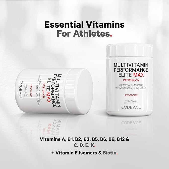 Codeage Multivitamin Performance Elite Max Supplement - Vitamins A, B6, B12, C, D, E, Vitamin K (MK-4, MK-6, MK-7, MK-9), Essential Minerals, Botanical & Grass-Fed Organ Extracts, Lutein - 90 Capsules