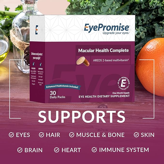 EyePromise Macular Health Complete | Multi-Vitamin + Eye Vitamin | Heart, Brain, Hair, Skin and Overall Health - 30-Day Pill and Soft-Gel Pack