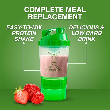 NaturalSlim Metabolic Whey Protein Powder Strawberry – Low Carb, Meal Replacement Shake w/Vitamins, Minerals & Amino Acid L-Glutamine | Great Taste And Very Filling Protein Shake, 10 Servings, 17.6oz