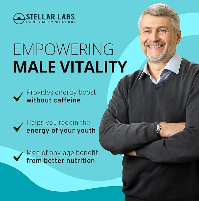 Stellar Labs Men's Low FODMAP Vegan Daily Multivitamin, No Iron | Easy On Sensitive Stomachs, Easy to Swallow Vitamins | Immune Support, Antioxidant Energy Blend, Male Support | IBS Friendly Capsules