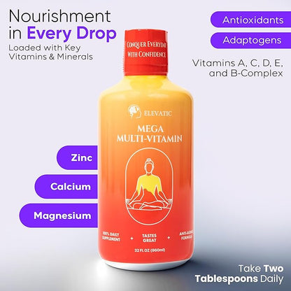 Mega Liquid Multivitamin | 32 Fl.oz (960ml) | Easy to Consume Daily Use Multivitamin Liquid | Nutrition & Immune Support | Packed with Vital Nutrients for All