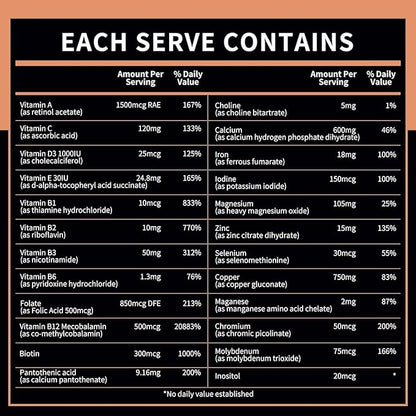 BN Chews Orange - Bariatric Multivitamin Chewable with 27 Essential Nutrients: Vitamins A, B6, B12, C, D3, 18 mg Iron & Calcium, Supports Men & Women Health(2 Pack)