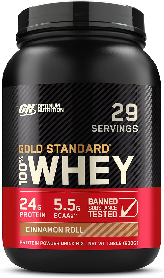 Optimum Nutrition New Flavor Gold Standard 100% Whey Protein Powder, Cinnamon Roll, 2 Pound (Pack of 1) (Packaging May Vary)