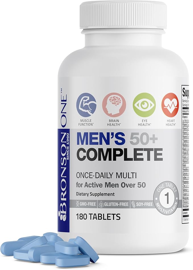 Bronson ONE Daily Mens 50+ Complete Multivitamin Multimineral, 180 Tablets
