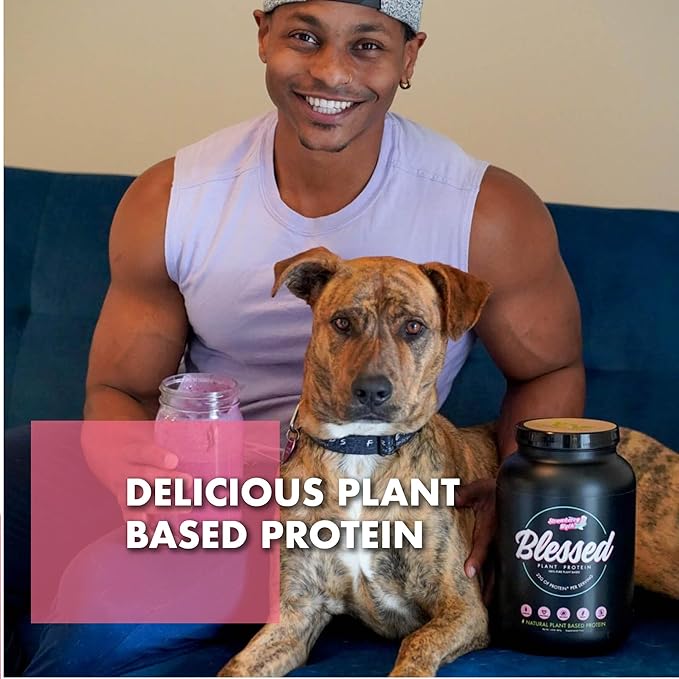 BLESSED Vegan Protein Powder - Plant Based Protein Powder Meal Replacement Protein Shake, 23g of Pea Protein Powder, Dairy Free, Gluten Free, Soy Free, No Sugar Added, 30 Servings (Rocky Road)