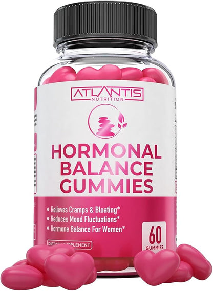 Hormonal Balance For Women & PMS Relief Gummies - Alleviates Cramps, Bloating, Mood Swings, Hot Flashes & Night Sweats - Formulated With Cranberry, Dong Quai & Chasteberry - Menstrual Cramp Relief