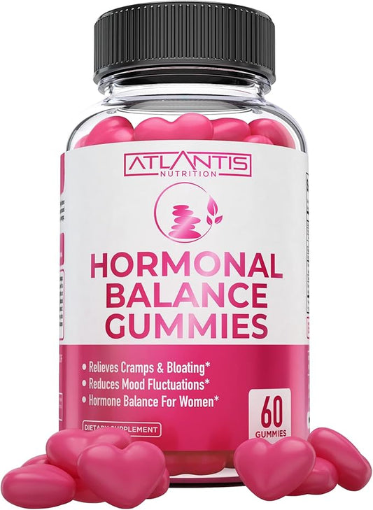 Hormonal Balance For Women & PMS Relief Gummies - Alleviates Cramps, Bloating, Mood Swings, Hot Flashes & Night Sweats - Formulated With Cranberry, Dong Quai & Chasteberry - Menstrual Cramp Relief
