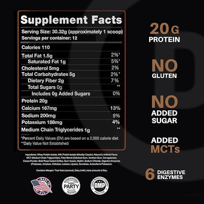 Devotion Nutrition Protein Powder Blend | Gluten Free, Keto Friendly, No Added Sugars | 1g MCT | 20g Whey & Micellar Protein | 12 Count Packets (Mocha Java Chip)
