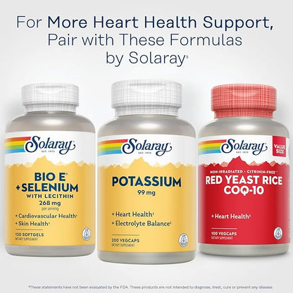 Solaray Potassium 99 mg - Electrolyte Balance Formula - Potassium Supplement for Electrolytes, Vascular and Heart Health Support - 60-Day Money Back Guarantee, Lab Verified, 200 Servings, 200 VegCaps
