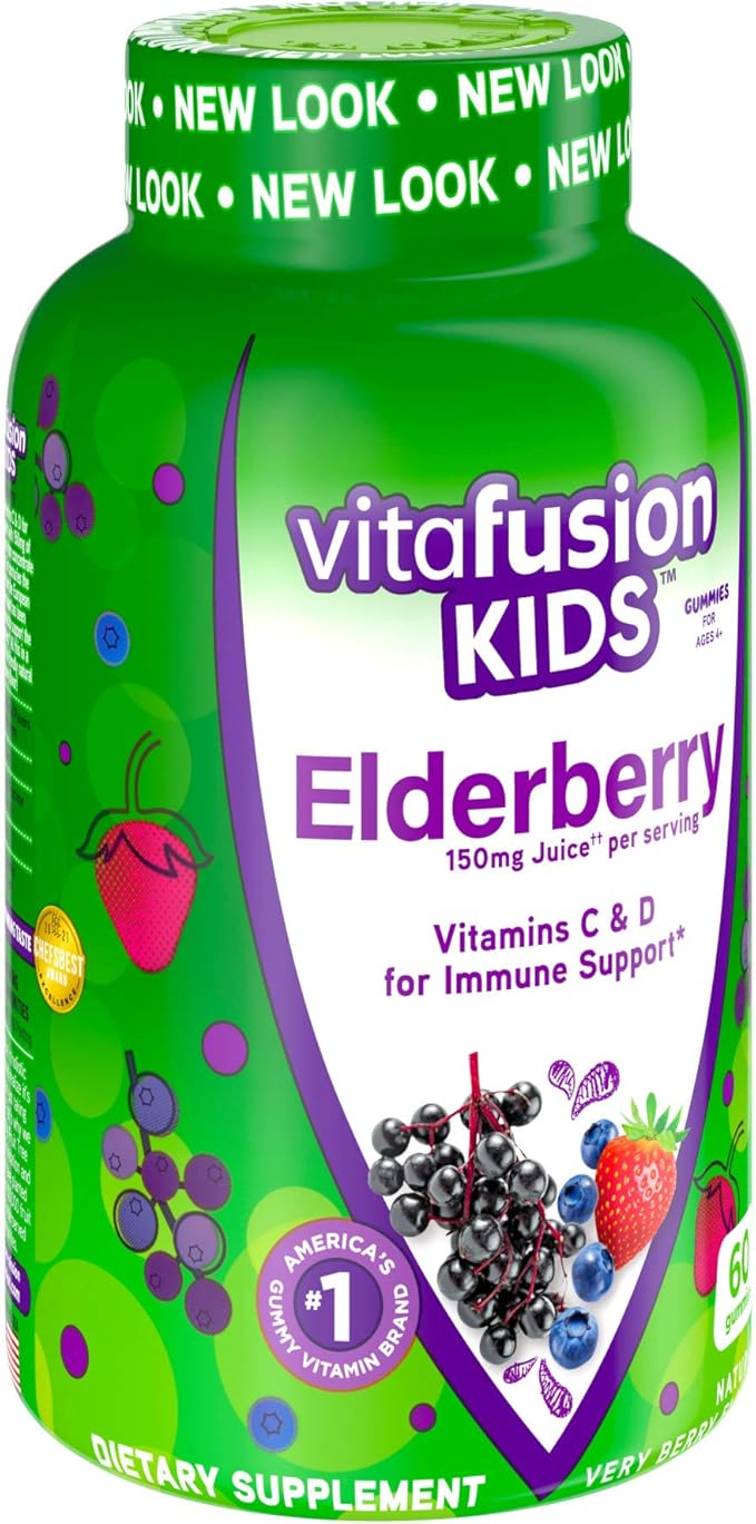 Vitafusion Kids Elderberry Gummy Vitamins, Delicious Immune Support Gummies for Kids, 60Ct