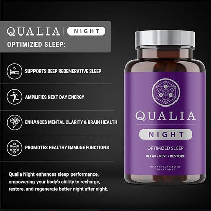 NEUROHACKER COLLECTIVE Qualia Night Sleep Aid | Non-Habit Forming | Science-Backed Supplement for Deep Refreshing Sleep | Melatonin-Free, Vegan, Non-GMO, Gluten-Free 80 Count | (1 Month Supply)