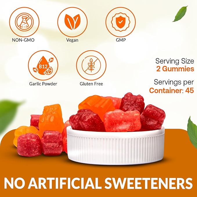 Kids Vitamin Gummies for Kids - Kids Multivitamin Gummies for Kids Immune Support, Muscle Function, & Cognitive Health, Gluten Free, Non-GMO, & Vegan Formula, Formulated in USA, Pack of 1