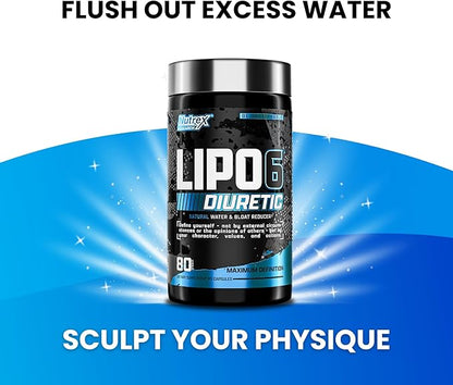 Nutrex Research - Lipo 6 Black Diuretic Water Pills (80 Caps) - Diuretics Reduce Bloat, Water Weight & Enhances Muscle Definition - Water Pill Bloating Relief - Diuretics for Water Retention Pills