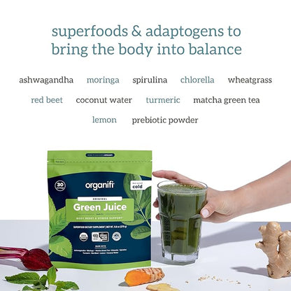 Organifi Green Juice and Red Juice Bundle - 30 Day Supply - Delicious, Refreshing Organic Superfood Supplement Powder With Antioxidants for Energy and Stress Relief Support - No GMO, Gluten, or Soy