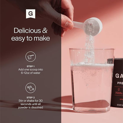 Gainful Pre Workout Powder Caffeinated with L Theanine, L Citrulline, Beta Alanine, BCAA's, Energy & Muscle Support, 14 Servings, Strawberry Lemonade