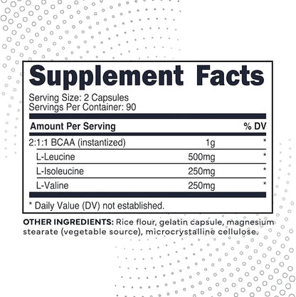 Type Zero BCAA 1000mg (180 Capsules, 90 Servings), Branched Chain Amino Acids (500mg of L-Leucine, 1000mg of L-Isoleucine and L-Valine)