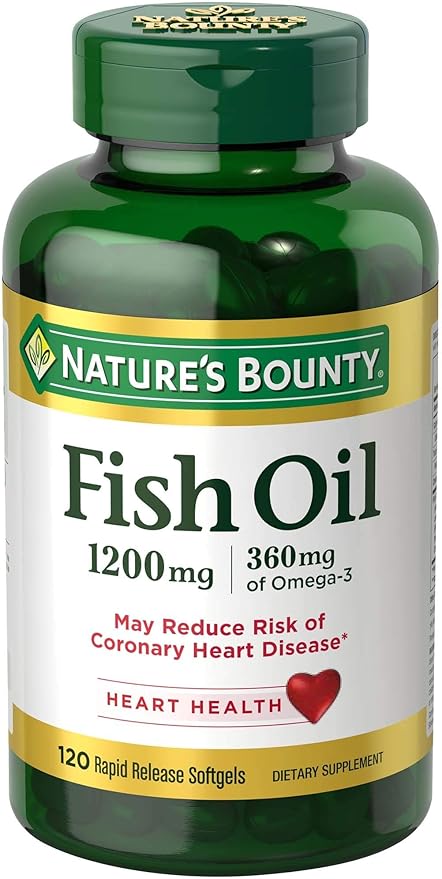 Nature's Bounty F.ish Oil, Supports Heart Health, 1200 Mg- 120 Ct - Rapid Release Softgels,…