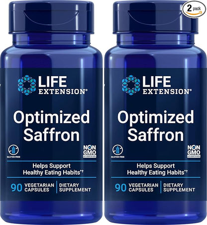 Life Extension Optimized Saffron Extract with Satiereal, 90 Veg Caps (Pack of 2) - 88.25 mg