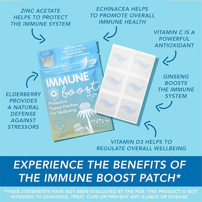 Laki Naturals Immune Boost Patch (Pack of 15) | Natural Immunity Defense | Daily Support for Your Body's Systems