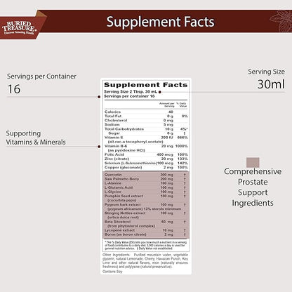 Buried Treasure: Men's Prostate Complete - Natural Herbal Formula Supplement w/ Saw Palmetto, Pygeum Bark, & Stine Nettles to Support Healthy Urinary & Prostate Function - 16 oz