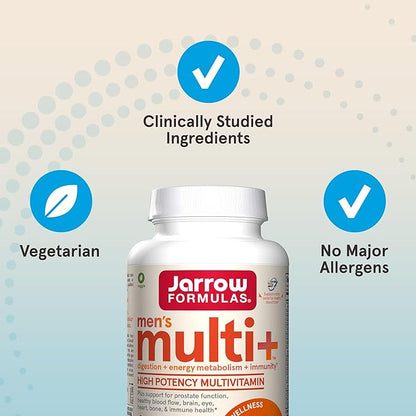 Jarrow Formulas Men's Multi+ Multivitamins, Multivitamin for Men, 60 Tablets, 30 Day Supply