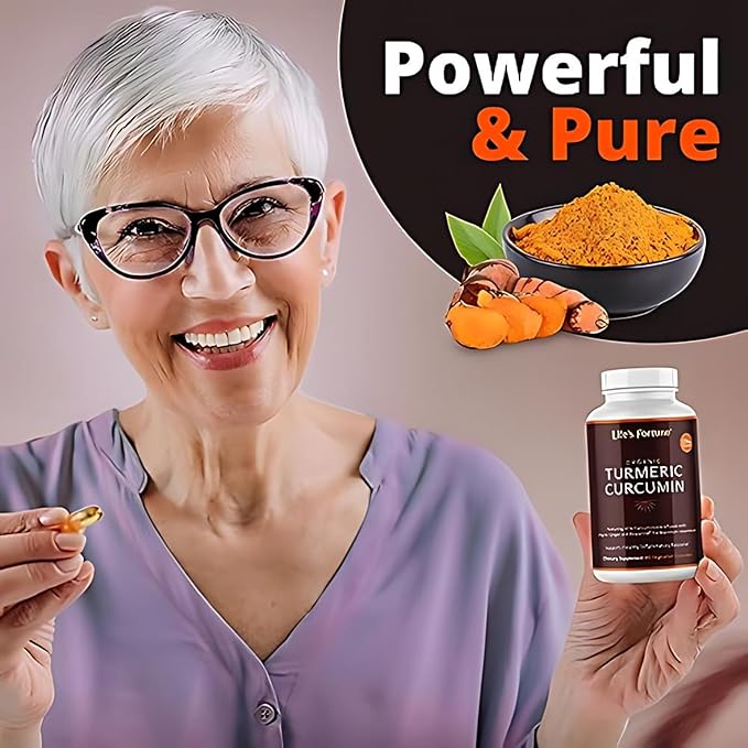 Life's Fortune Organic Turmeric Curcumin with Black Pepper and Ginger, Enhanced Absorption, Extra Strength Supplement, Joint & Immune Support, Non-GMO, 180 Cap - 2250mg