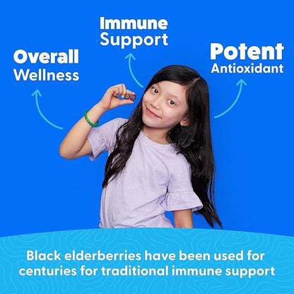 Feel Great Kids Elderberry Gummies with Zinc and Vitamin C | Kids Immune Support Sambucus Elderberry Gummies | Berry Flavored Vegan Kids Multivitamins | 60 Day Supply