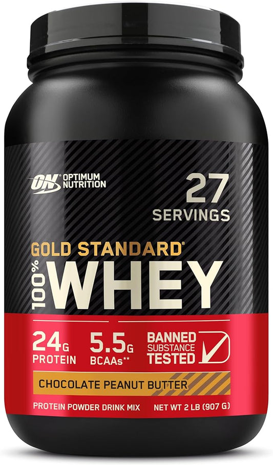 Optimum Nutrition Gold Standard 100% Whey Protein Powder, Chocolate Peanut Butter, 2 Pound (Packaging May Vary)