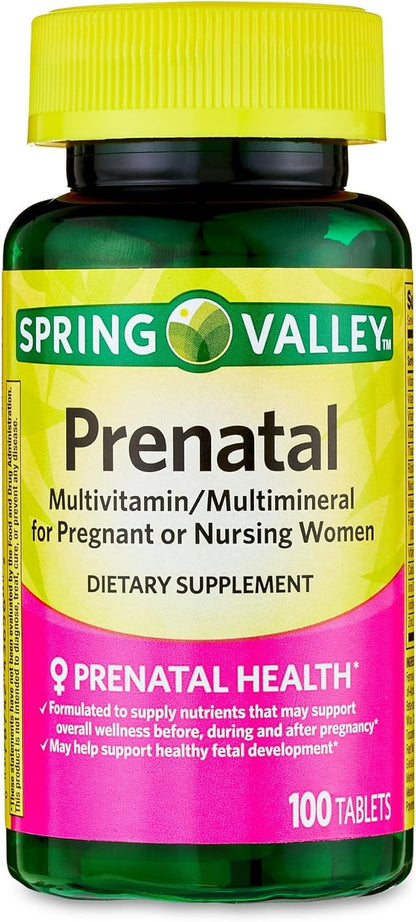 Spring Valley Prenatal Vitamins- Multivitamin Multimineral for Pregnant and Nursing Women Supplement Tablets 100 Ct, Boxed by Fusion Shop Store
