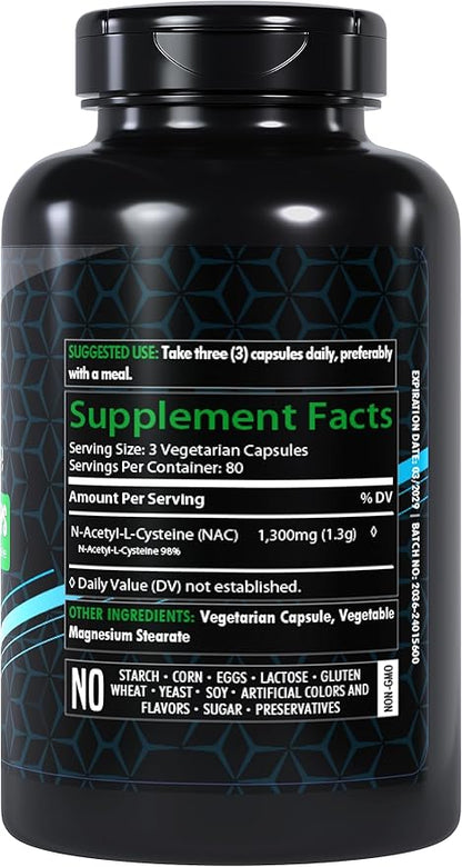 N-Acetyl L-Cysteine (NAC) | 1300mg | 240 Capsules | Traditional Herb Supplement for Prostate and Urinary Health