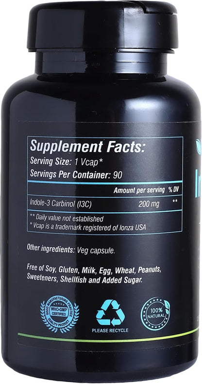 Indol-3 Carbinol 200mg 90 Veggie Capsules, Dietary Supplement for Healthy System, Vitamin Capsules for Men, Women and Adults, Multivitamins Capsules, Vitamin Supplements.