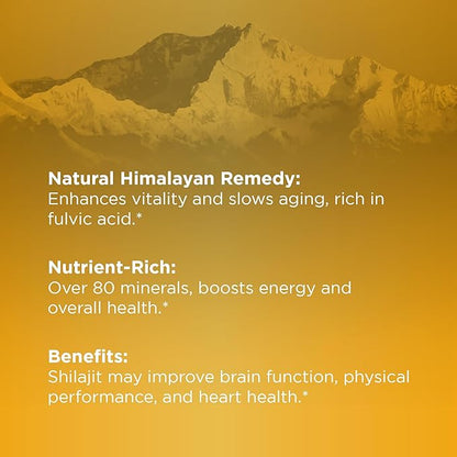 Shilajit Gummies – Pure Himalayan Shilajit for Men & Women, Energy, Brain Health, Immunity Support, Sugar-Free, 90 Gummies (45-Day Supply)