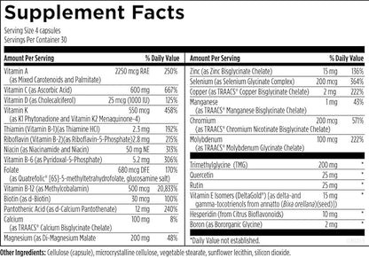 Designs for Health DFH Complete Multi with Copper - Comprehensive Multi Vitamin + Mineral Supplement with Folate, 1000 IU Vitamin D, Immune Support Vitamins - Multivitamin with No Iron (120 Capsules)