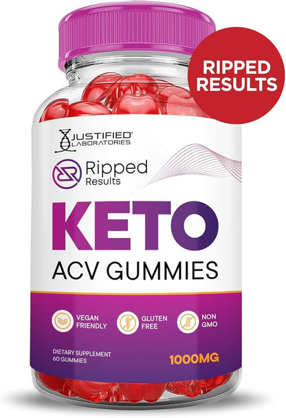 (3 Pack) Ripped Results Keto ACV Gummies Advanced Formula 1000MG Ripped Results Keto Gummies Apple Cider Vinegar Formulated with Pomegranate Beet Juice Powder B12 Vegan Non GMO 180 Gummys