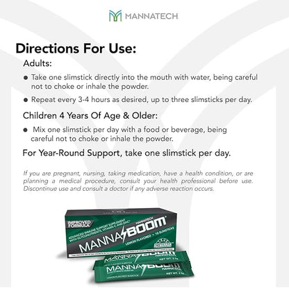 Mannatech Advanced Immune Support Supplement - 150% More Vitamin C, Increased Manapol, Zinc & Glyconutrients for Immunity in MannaBOOM, 30 Slimsticks