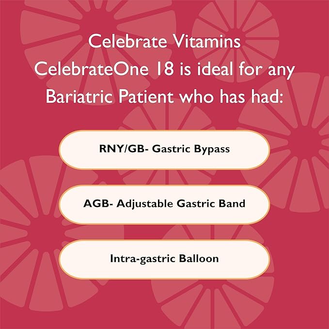 Celebrate Vitamins CelebrateONE 18 Chewables, 18mg Iron - One A Day Bariatric Multivitamin, Essential Vitamins & Minerals - Gastric Bypass & Sleeve Gastrectomy Supplement - Black Cherry (30 Tablets)