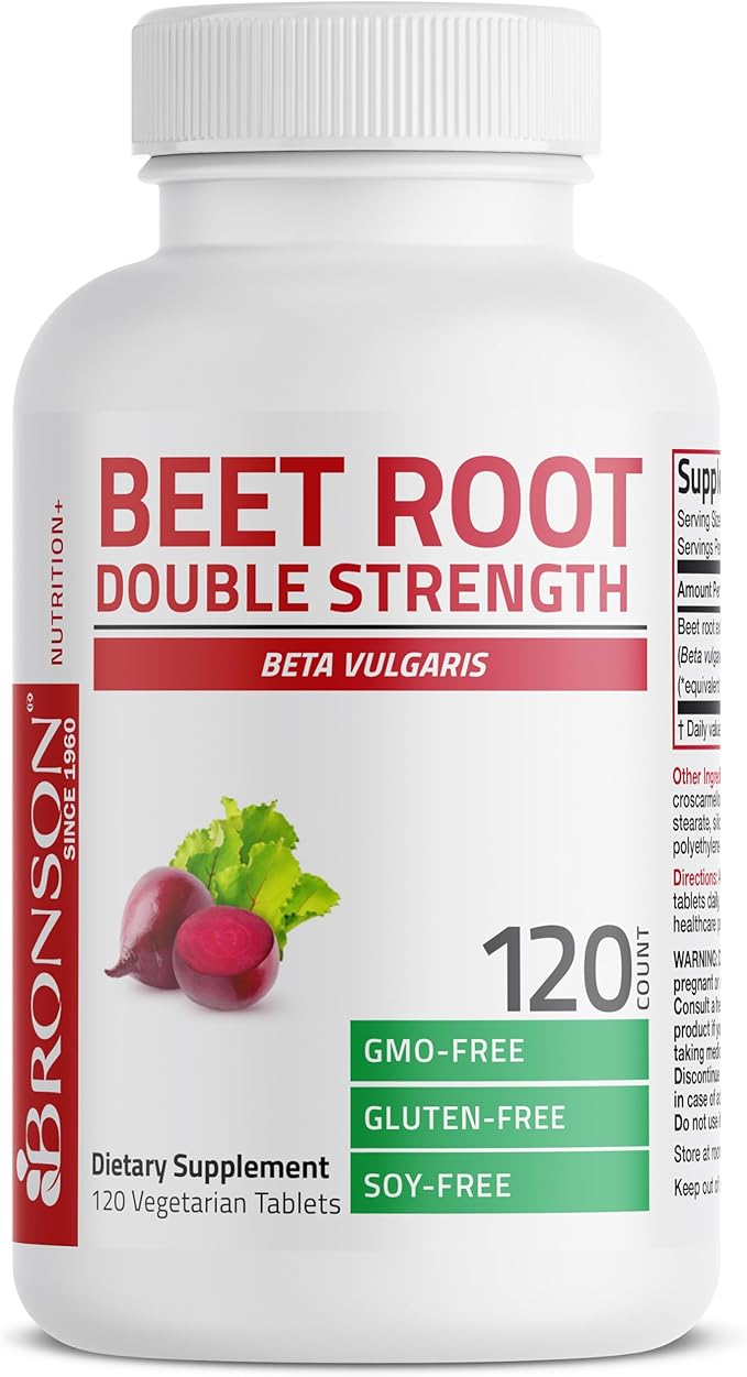 Bronson Beet Root Double Strength 4000mg Equivalent (from 1000 mg of 4:1 Extract), Non-GMO, 120 Vegetarian Tablets