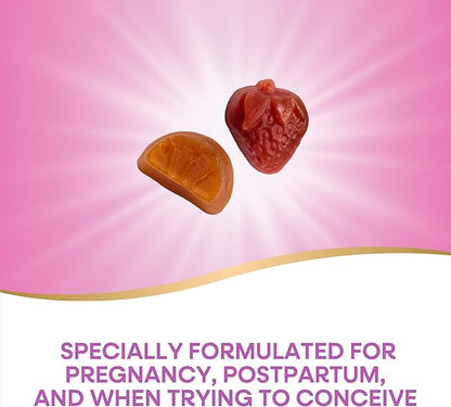 Nature’s Way Alive! Prenatal Multivitamin, Plant-Based DHA for Baby's Healthy Brain & Eye Development*, Vegetarian, Orange and Raspberry Lemonade Flavored, 90 Gummies (Packaging May Vary)