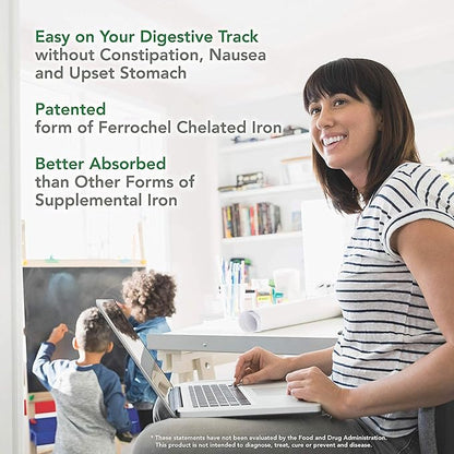 PlantFusion Vegan Iron Supplements from, Premium Plant Based Iron Supplements for Women and Men (25mg), Plus Folate & B12, 90 Veggie Capsules