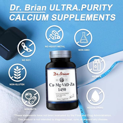 Dr. Brian Calcium Supplement Supports Bone Strength, Calcium Magnesium Zinc with Vitamin D3 & Multiminerals Help Joint Teeth Health, Magnesium Supplement, Non-GMO, Soy and Gluten Free (90 Tablets)
