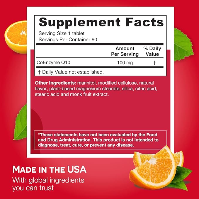 EZ Melts Dissolvable CoQ10 Supplement 100 mg, Sugar-Free, 2-Month Supply