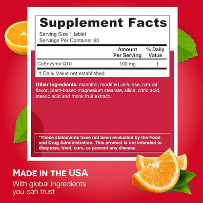 EZ Melts Dissolvable CoQ10 Supplement 100 mg, Sugar-Free, 2-Month Supply