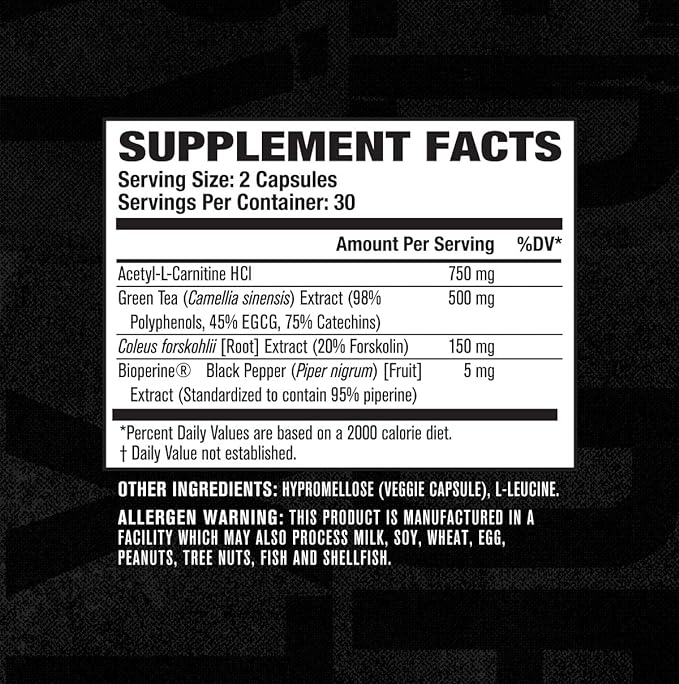 Jacked Factory Lean-XT Caffeine Free Fat Burner - Non Stim Weight Loss Supplement, Appetite Suppressant & Metabolism Booster | Acetyl L-Carnitine, Green Tea Extract, Forskolin - 60 Natural Diet Pills